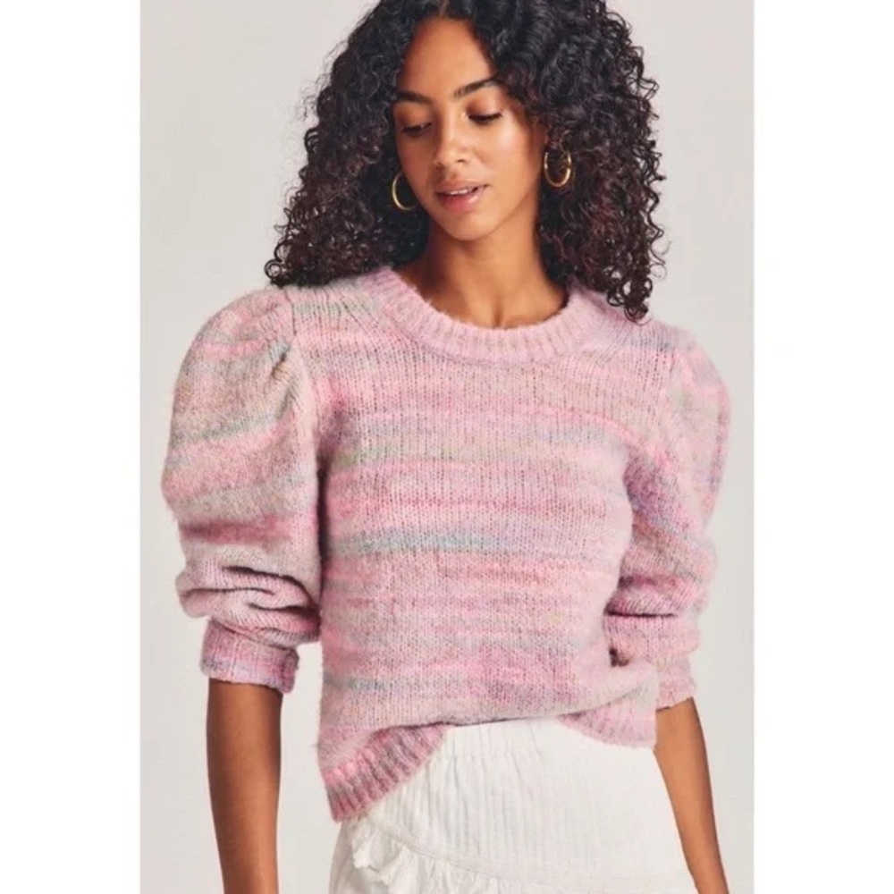 LoveShackFancy Aquarius Pullover Pink Striped Knit Size Large